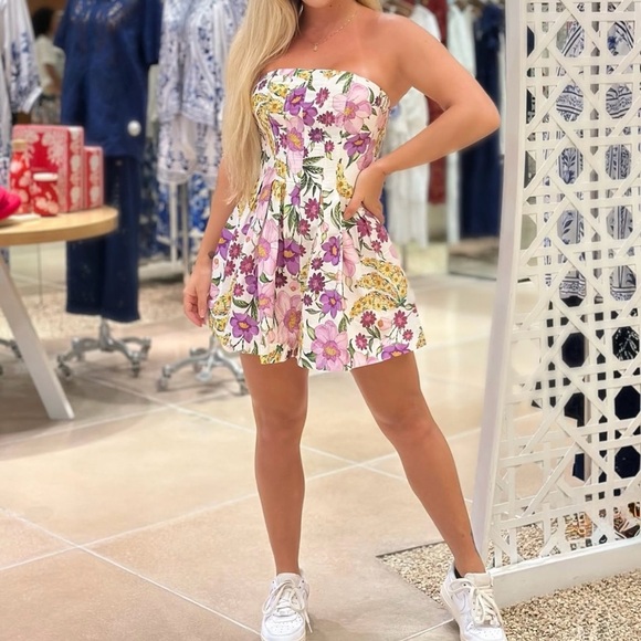 FARM Rio Floral Strapless Flowers Romper Size M